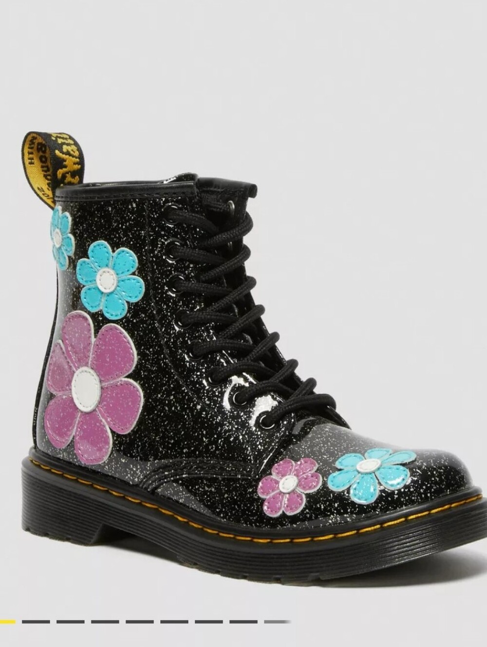 Dr. Martens Junior 1460 Glitter Patent Leather Lace Up Boots Size 3 Girls